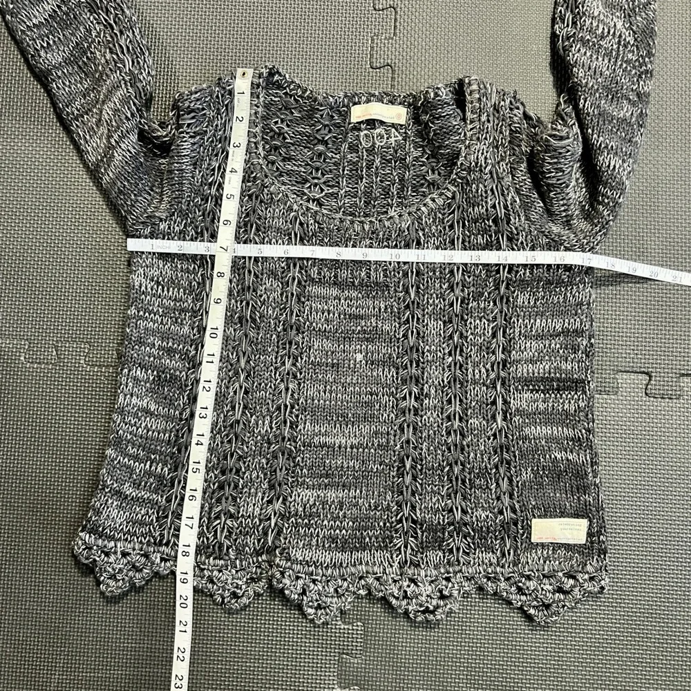 Odd Molly Black Open Knit Sweater‎ Sz O Boho Cottagecore Crochet Hem 100% Cotton